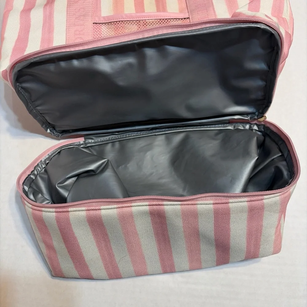 Victoria's Secret Pink & White Striped Canvas Lunch Tote - Picture 3 of 5